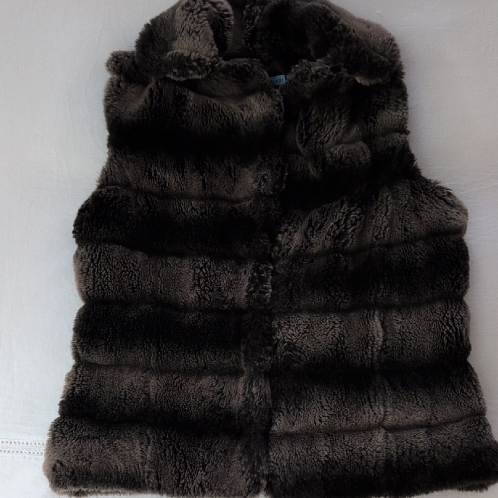 ANTONIO MELANI Faux Fur Vest in Charcoal Gray